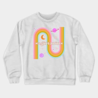 Sagittarius 70s Rainbow with planets Crewneck Sweatshirt